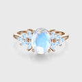 Oval cut moonstone cluster Engagement ring