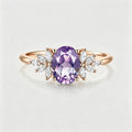 Oval cut Amethyst Cluster Engagement Ring