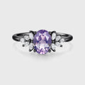 Oval cut Amethyst Cluster Engagement Ring