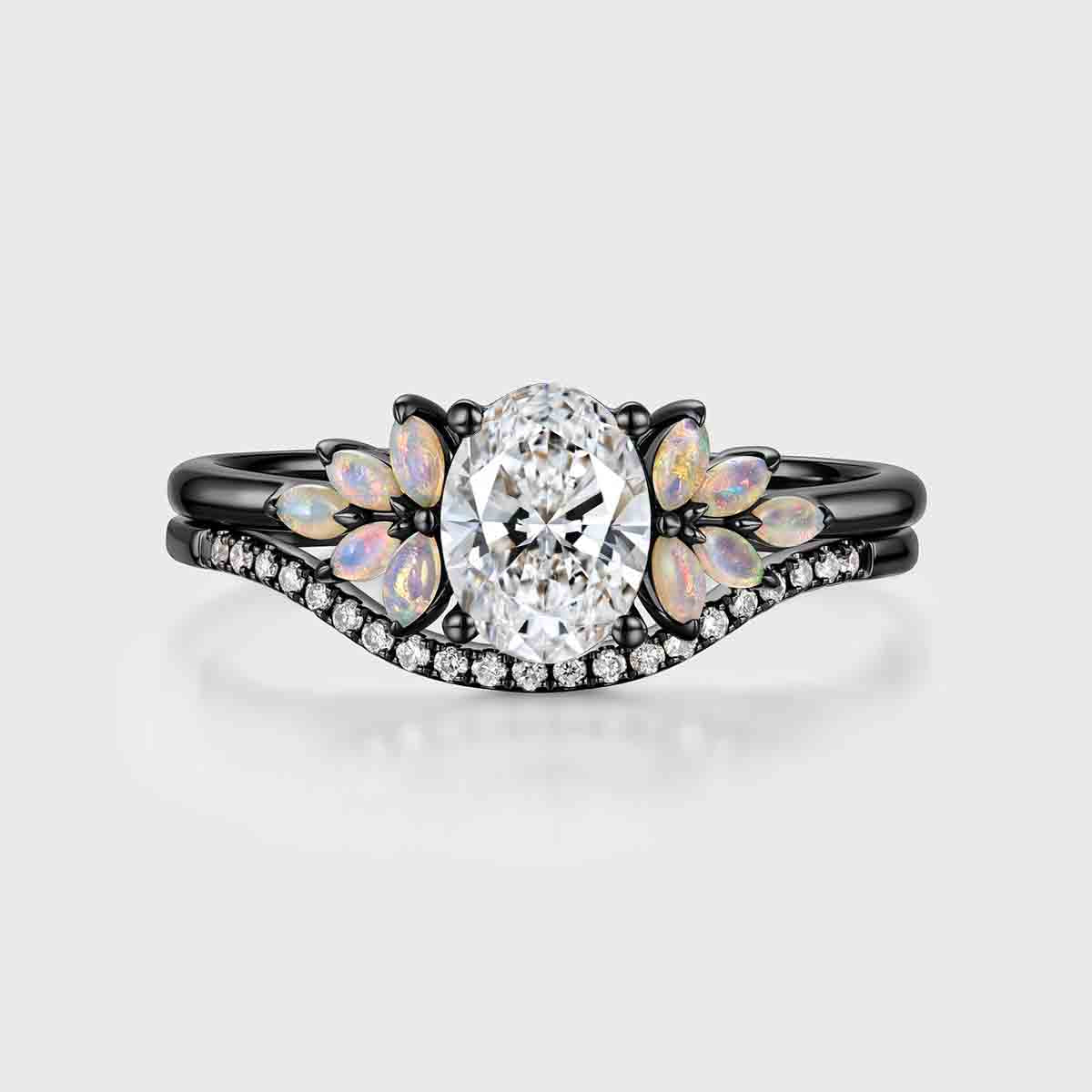 1.0CT~5.0CT Oval cut Lab Grown Diamond Cluster Bridal Set
