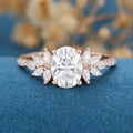 1.5 Carat Oval cut Moissanite Cluster | Half Eternity Engagement ring
