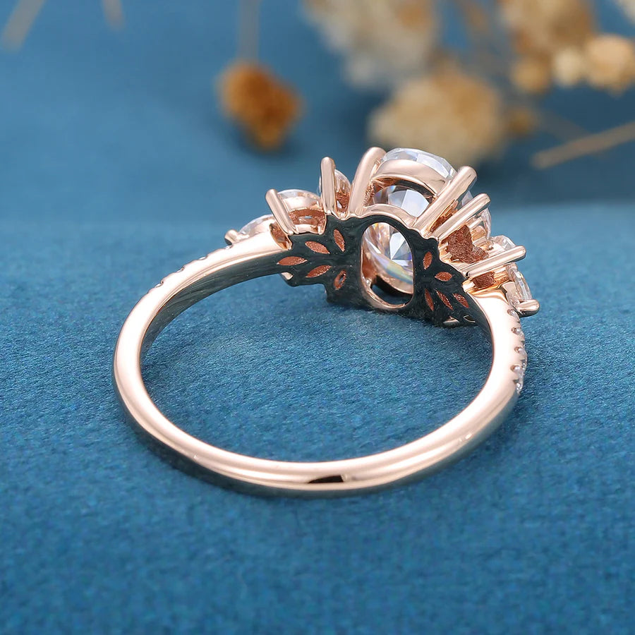 1.5 Carat Oval cut Moissanite Cluster | Half Eternity Engagement ring