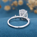 Oval cut Moissanite Half eternity Engagement Ring