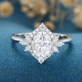 Oval cut Moissanite Halo  Engagement Ring