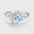 Pear cut Aquamarine Cluste Engagement ring Bridal Set