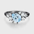 Pear cut Aquamarine Cluste Engagement ring Bridal Set