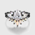 Pear cut Lab Grown Diamond Cluster Engagement Ring Bridal Set