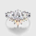 Pear cut Lab Grown Diamond Cluster Engagement Ring Bridal Set