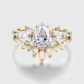 Pear cut Lab Grown Diamond Cluster Engagement Ring Bridal Set