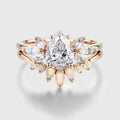 Pear cut Lab Grown Diamond Cluster Engagement Ring Bridal Set