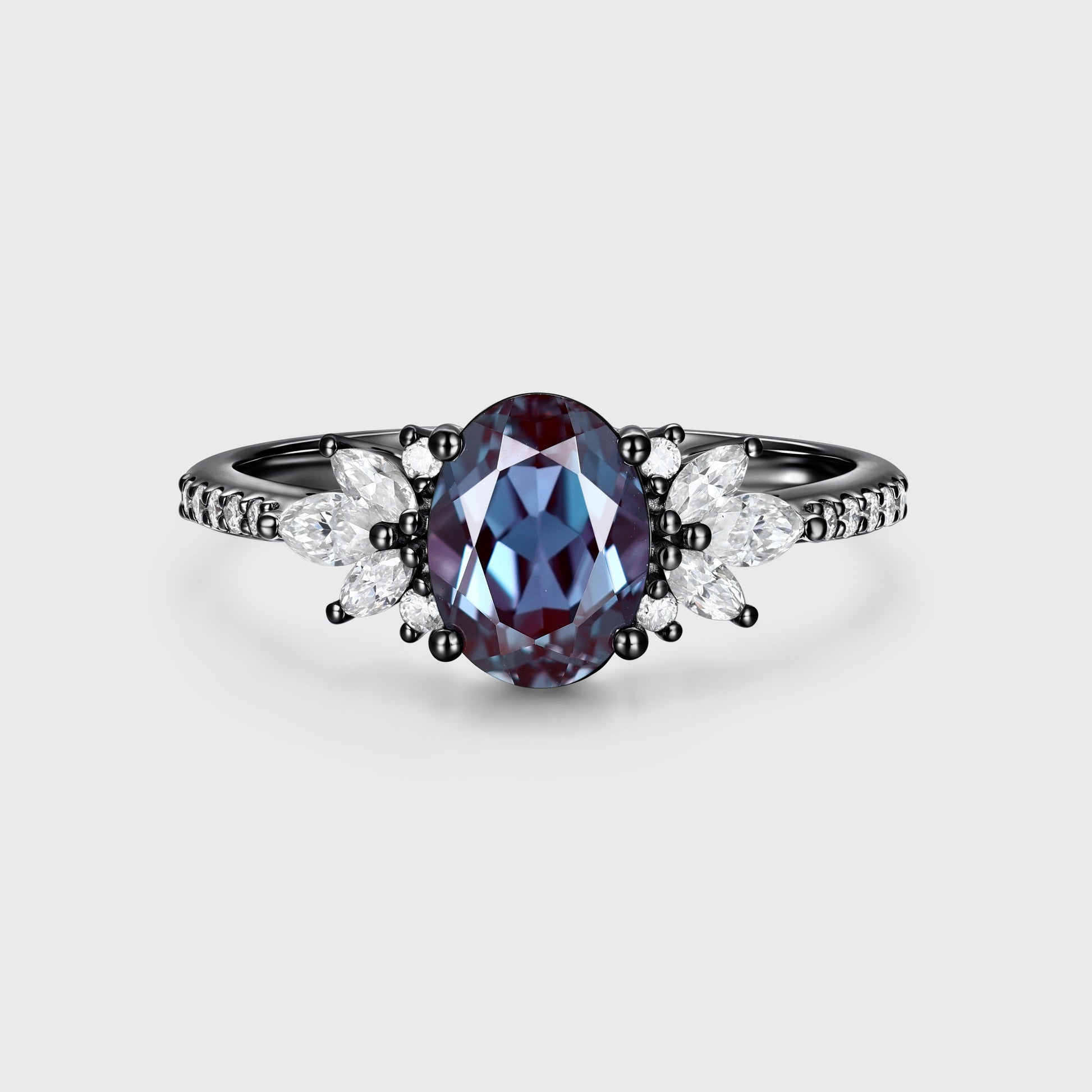 1.5Carat Oval cut Lab Alexandrite | Diamond Engagement ring