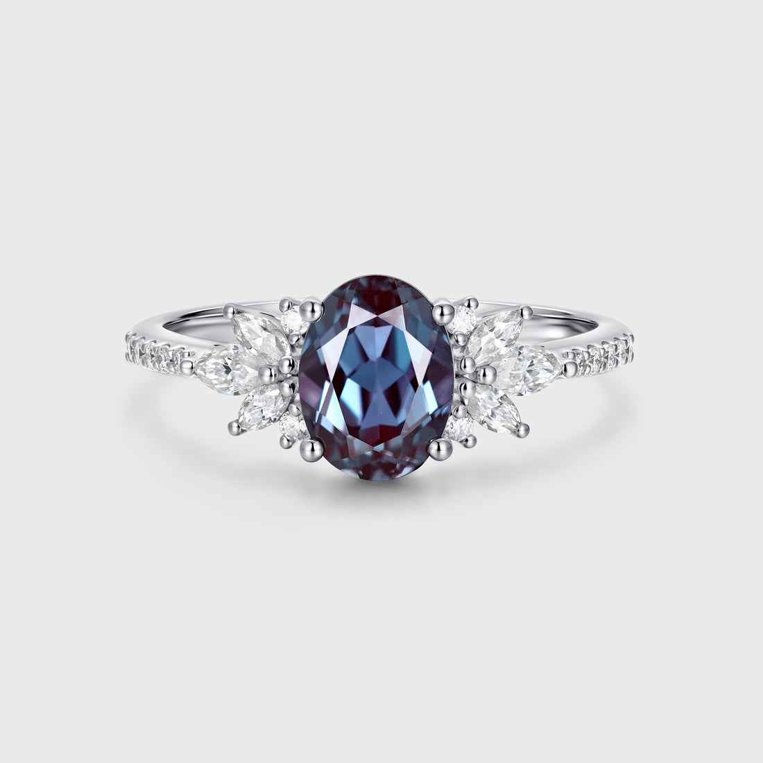 1.5Carat Oval cut Lab Alexandrite | Diamond Engagement ring