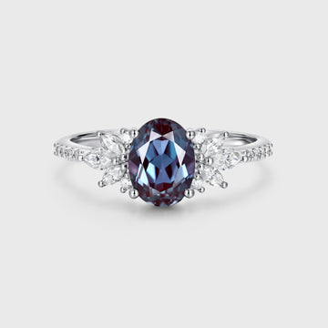 1.5Carat Oval cut Lab Alexandrite | Diamond Engagement ring