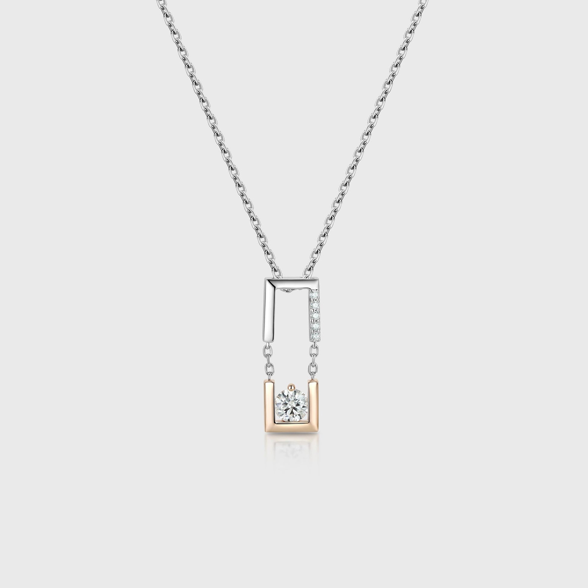 Round cut Moissanite Pendant Necklace with Diamonds Halo Accents