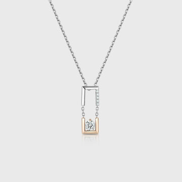 Round cut Moissanite Pendant Necklace with Diamonds Halo Accents