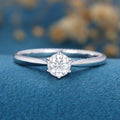 Round cut Moissanite Minimalist Engagement Ring