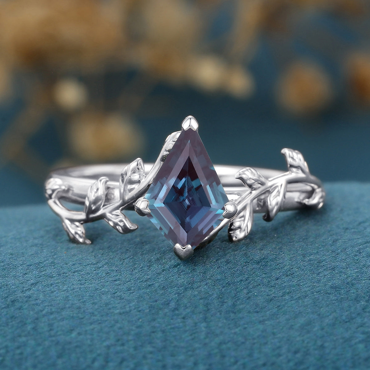 Kite Cut Alexandrite Engagement Ring