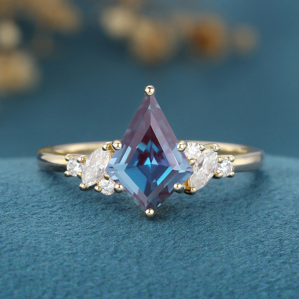 Kite Cut Alexandrite Engagement Ring