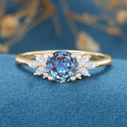 Round cut Alexandrite | Diamond Engagement ring