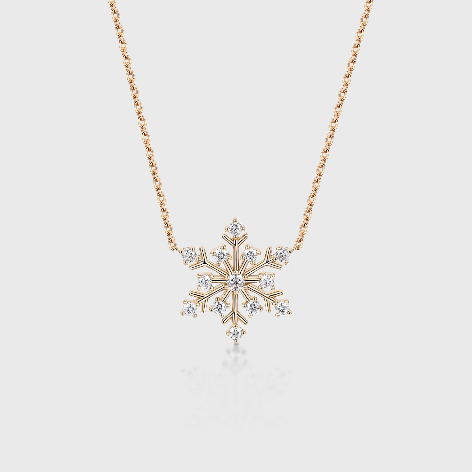Christmas Snowflake Pendant Necklace with Diamonds
