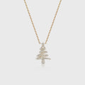 Christmas Tree Pendant Necklace with Moissanite or Diamonds Halo Accents