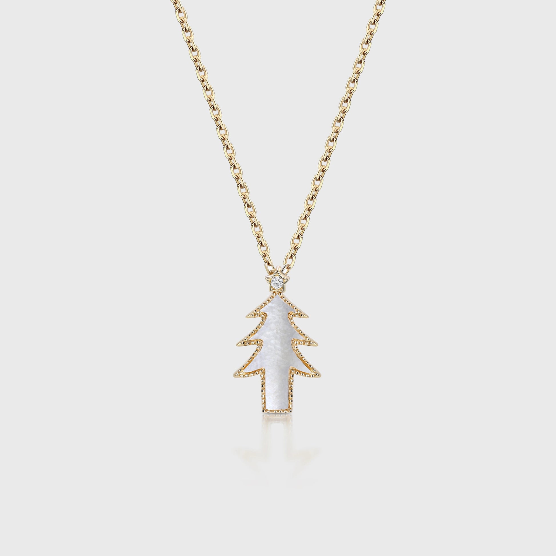 Christmas Tree Pendant Necklace with Moissanite Or Diamonds