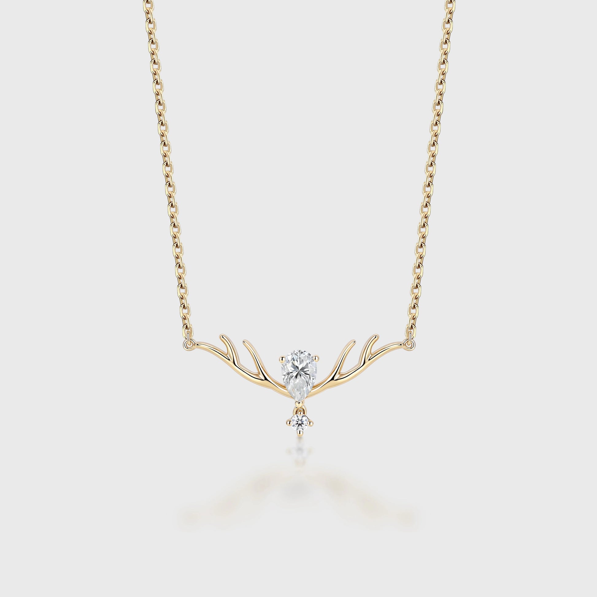 Pear cut Moissanite Pendant Necklace with Moissanite or Diamonds