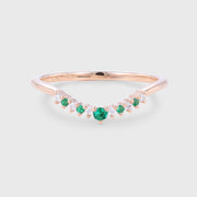 Diamond/Emerald Curved Wedding Band Ring