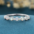 Round cut Opal Full Eternity Gold Wedding Band