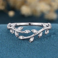 Nature Inspired moissanite | Diamonds Leaf branch stacking Gold wedding ring