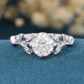 Copy of Nature Inspired Round cut Moissanite Leaf Gold Engagement Ring