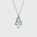 Christmas Tree Pendant Necklace with Moissanite + Lab Emerald Halo Accents
