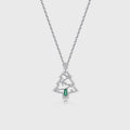 Christmas Tree Lab Emerald Pendant Necklace with Moissanite Halo Accents