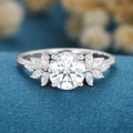 7mm Round Moissanite Cluster Engagement Ring