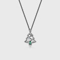 Christmas Tree Lab Emerald Pendant Necklace with Moissanite Halo Accents