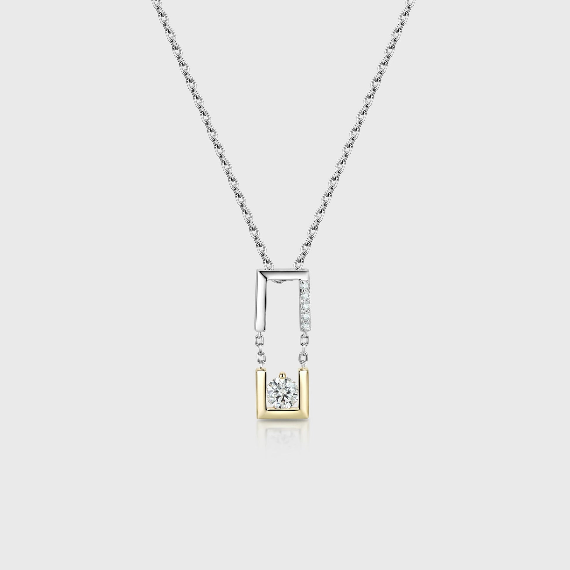 Round cut Moissanite Pendant Necklace with Diamonds Halo Accents