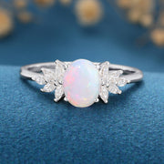 Oval cut Opal Cluster Engagement ring