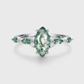 Marquise cut Moss Agate Matching Moss Agate |  Diamonds Gold Engagement Ring