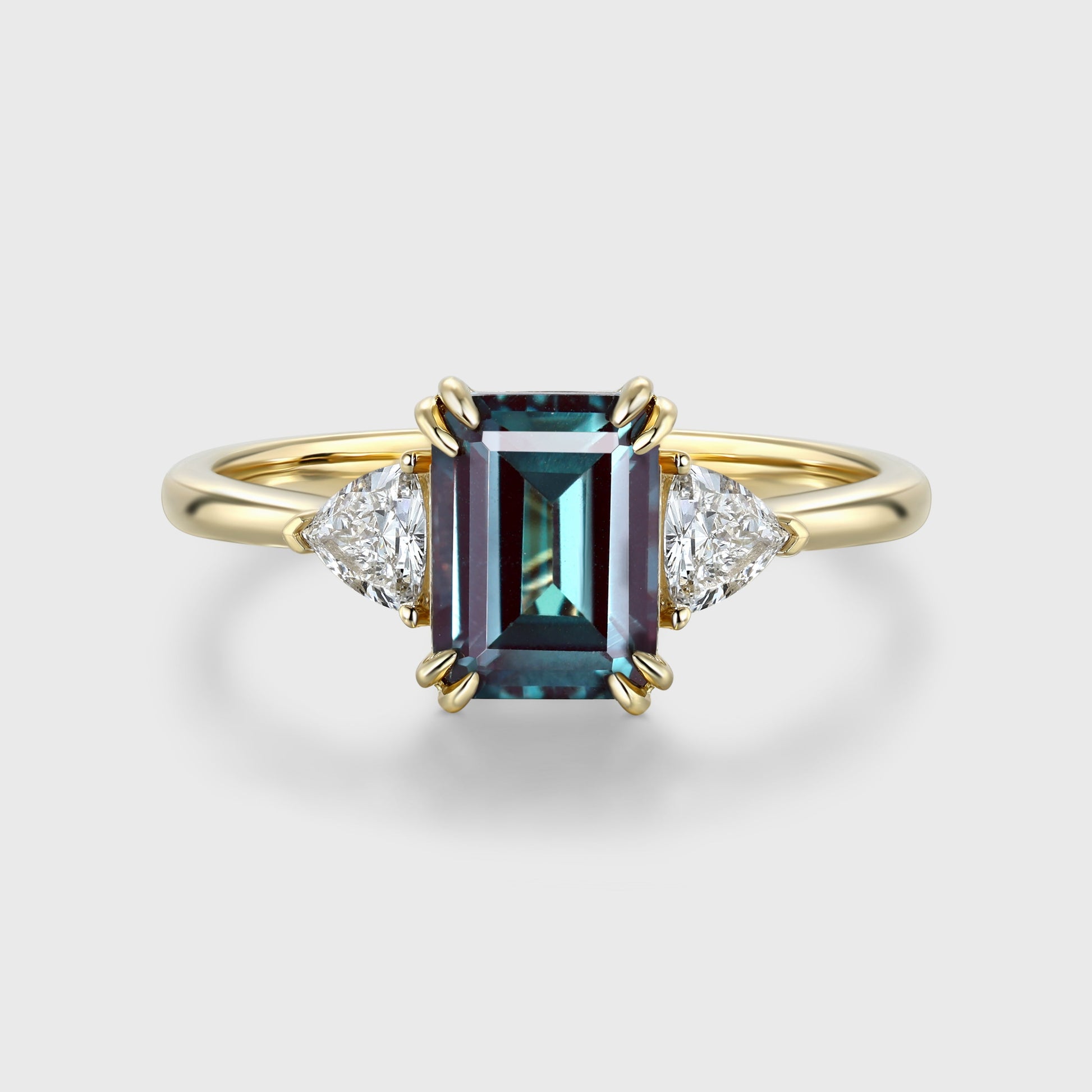 2.0Carat Emerald Cut Alexandrite Engagement Ring