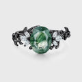 Natural Moss Agate Oval cut cluster Engagement Ring