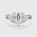 Radiant cut Moissanite Cluster Engagement ring Bridal Set