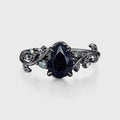 Inspired Pear cut Blue Sandstone Solid Gold Engagement Ring