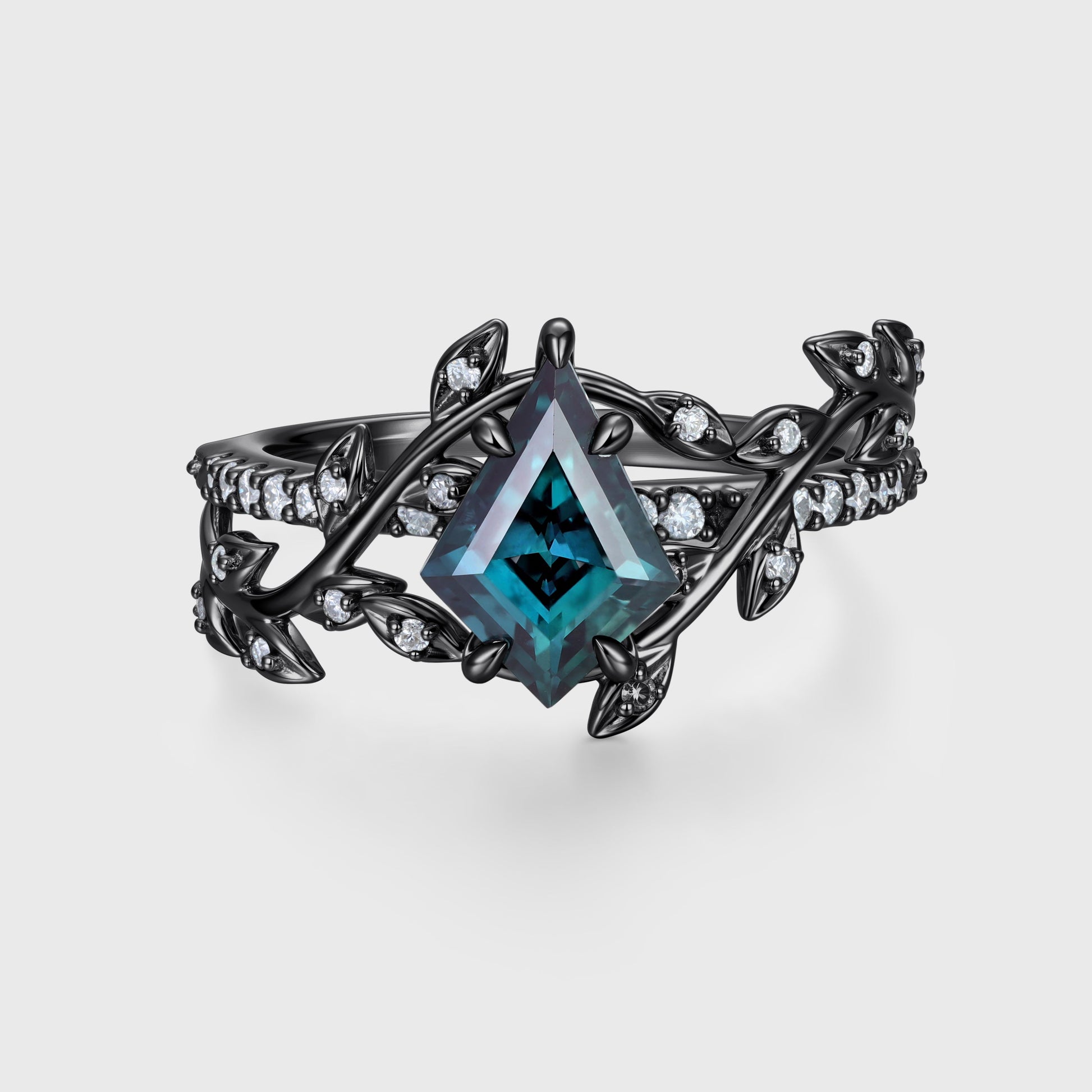 Kite Cut Lab Alexandrite Engagement Ring