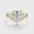 1.7Carat Emerald cut Moissanite Cluster Engagement ring Bridal Set