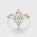 Marquise cut Moissanite Matching Gold Engagement Ring