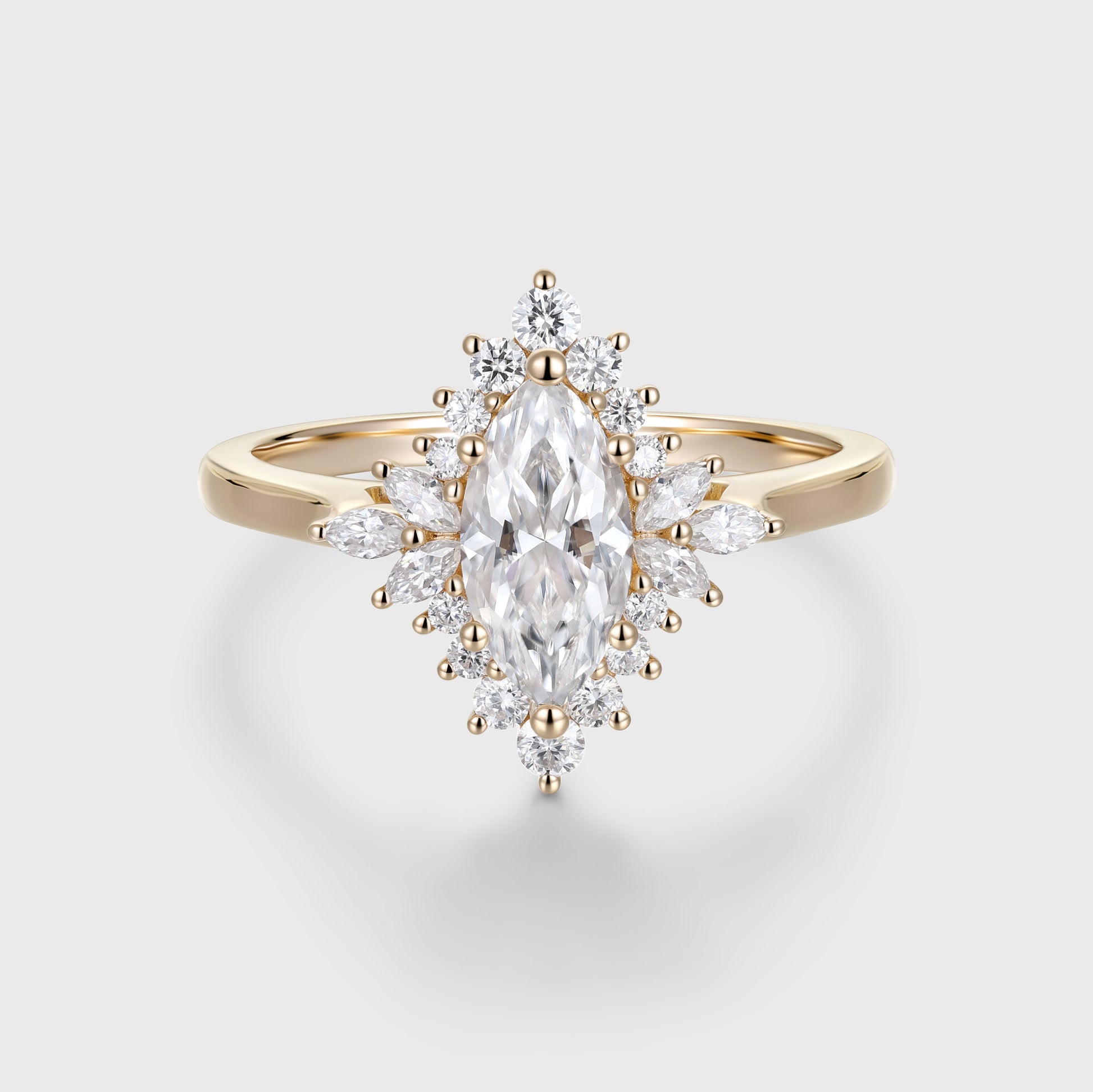 Marquise cut Moissanite Matching Gold Engagement Ring