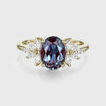 Oval Lab Alexandrite Cluster Engagement ring