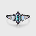 Oval cut Lab Alexandrite | Opal Engagement ring