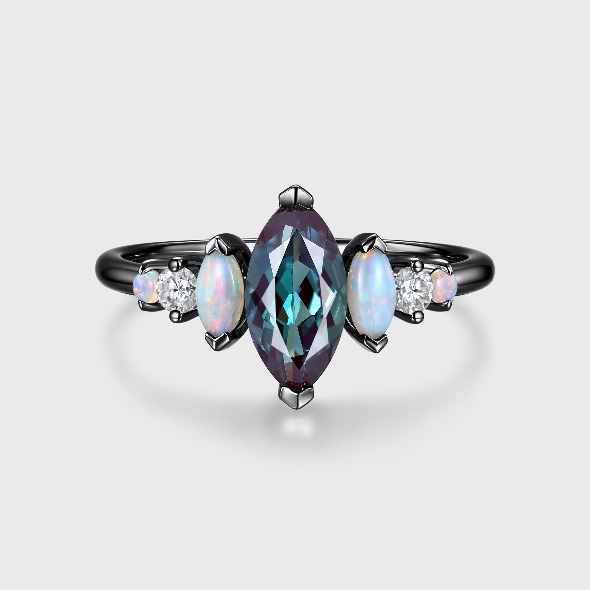 Oval cut Lab Alexandrite | Opal Engagement ring
