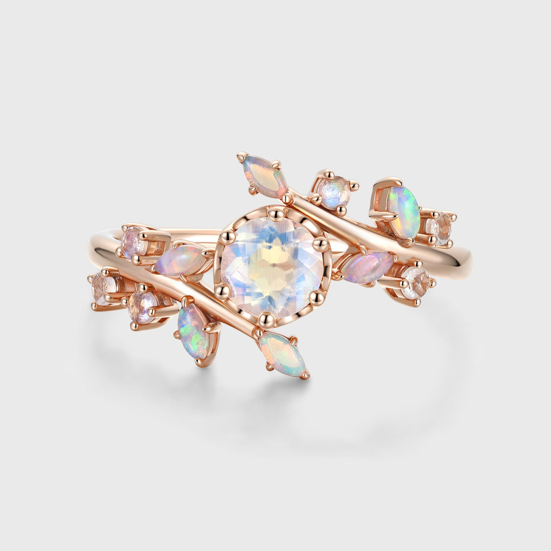 Round cut Moonstone Match Opal | Moonstone Engagement Ring